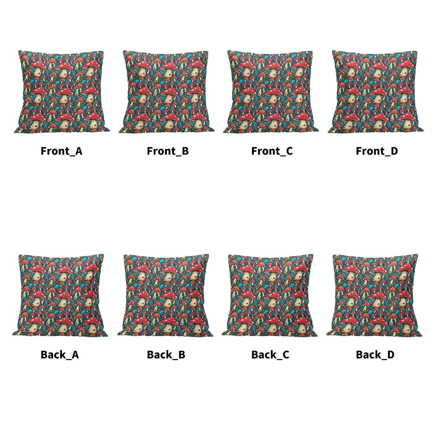 Deathcap Mushroom Peach Velvet 4 Pcs Square Pillow Case Covers (5 sizes) - DeRose Seasonal