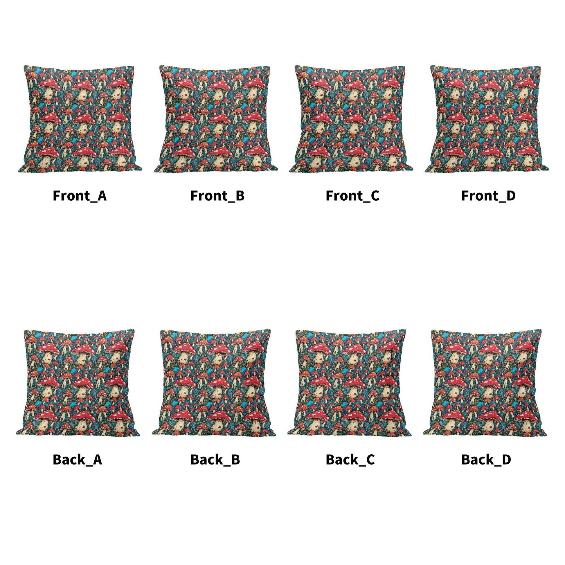 Deathcap Mushroom Peach Velvet 4 Pcs Square Pillow Case Covers (5 sizes) - DeRose Seasonal