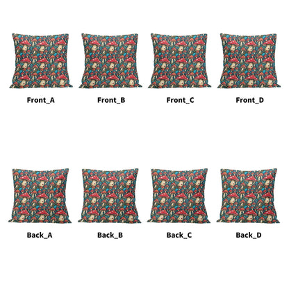 Deathcap Mushroom Peach Velvet 4 Pcs Square Pillow Case Covers (5 sizes) - DeRose Seasonal