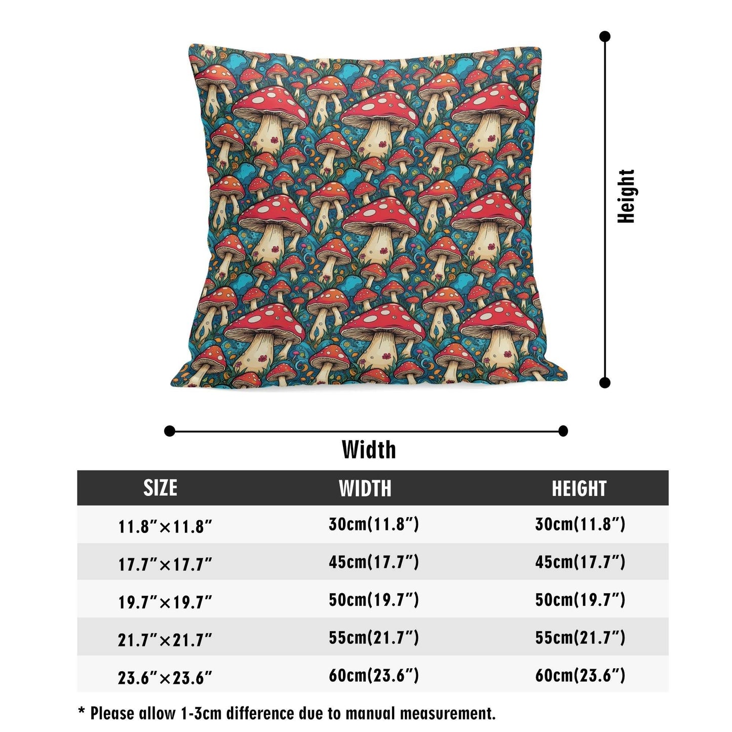 Deathcap Mushroom Peach Velvet 4 Pcs Square Pillow Case Covers (5 sizes) - DeRose Seasonal