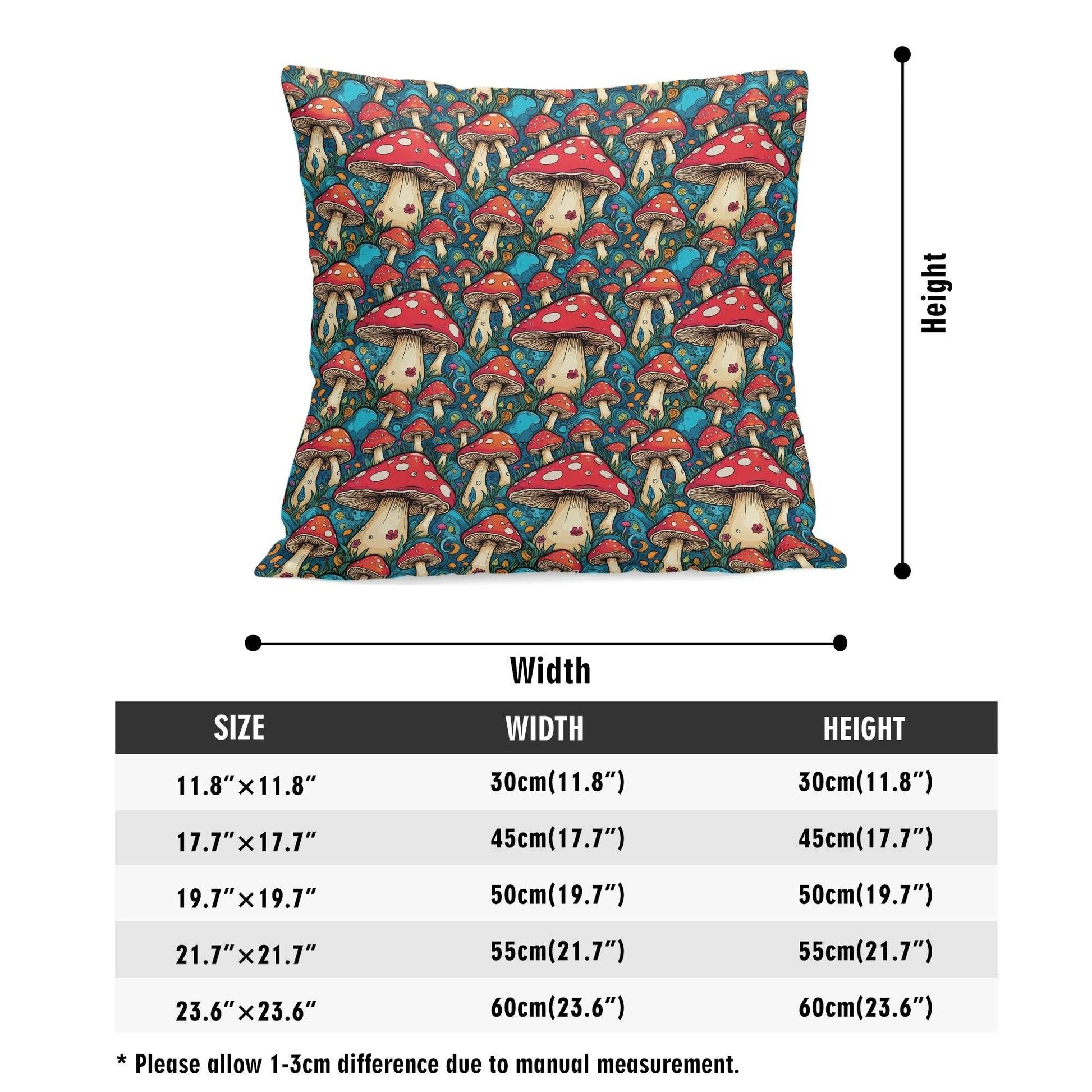 Deathcap Mushroom Peach Velvet 4 Pcs Square Pillow Case Covers (5 sizes) - DeRose Seasonal