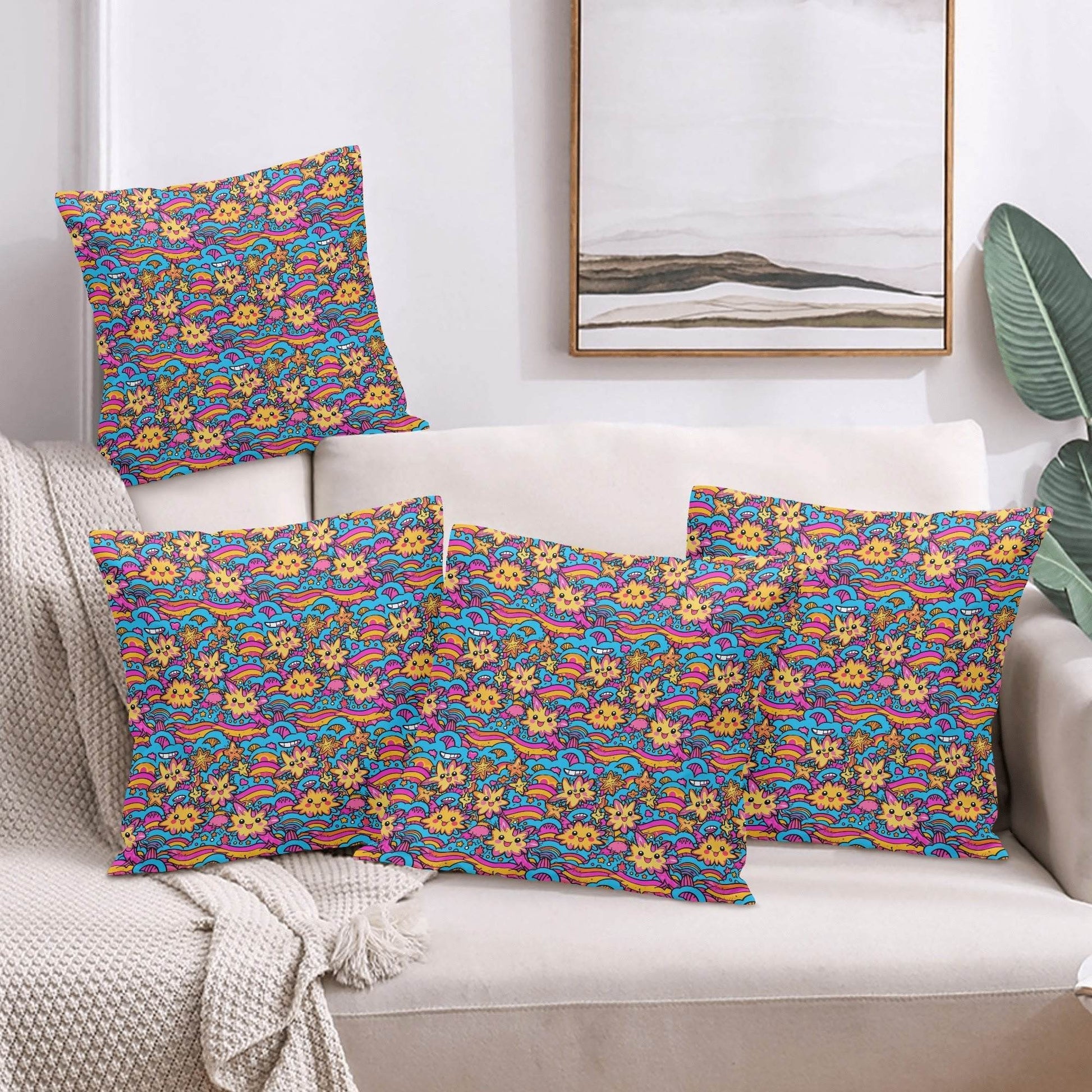 Squishy Star Peach Velvet 4 Pcs Square Pillow Case Covers (5 sizes) - DeRose Seasonal