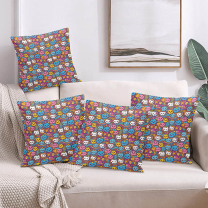 Cute Clouds Peach Velvet 4 Pcs Square Pillow Case Covers (5 sizes) - DeRose Seasonal