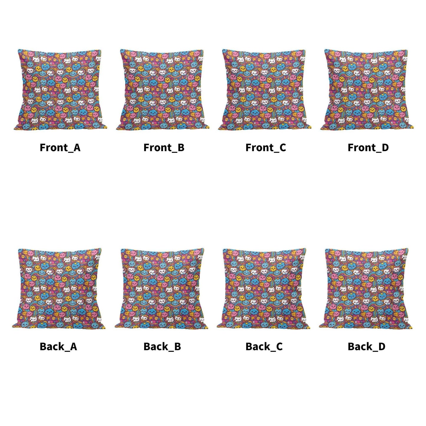 Cute Clouds Peach Velvet 4 Pcs Square Pillow Case Covers (5 sizes) - DeRose Seasonal