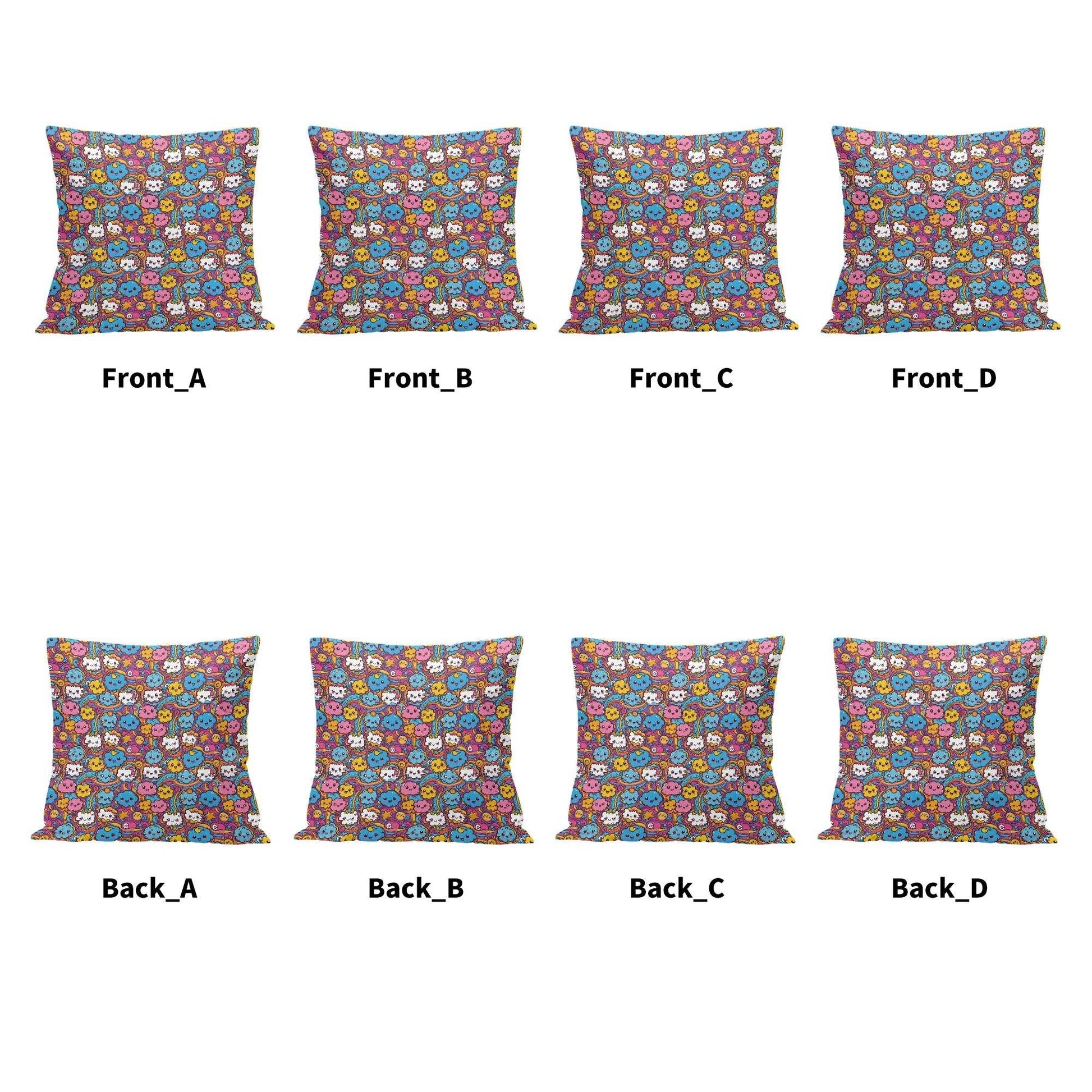 Cute Clouds Peach Velvet 4 Pcs Square Pillow Case Covers (5 sizes) - DeRose Seasonal