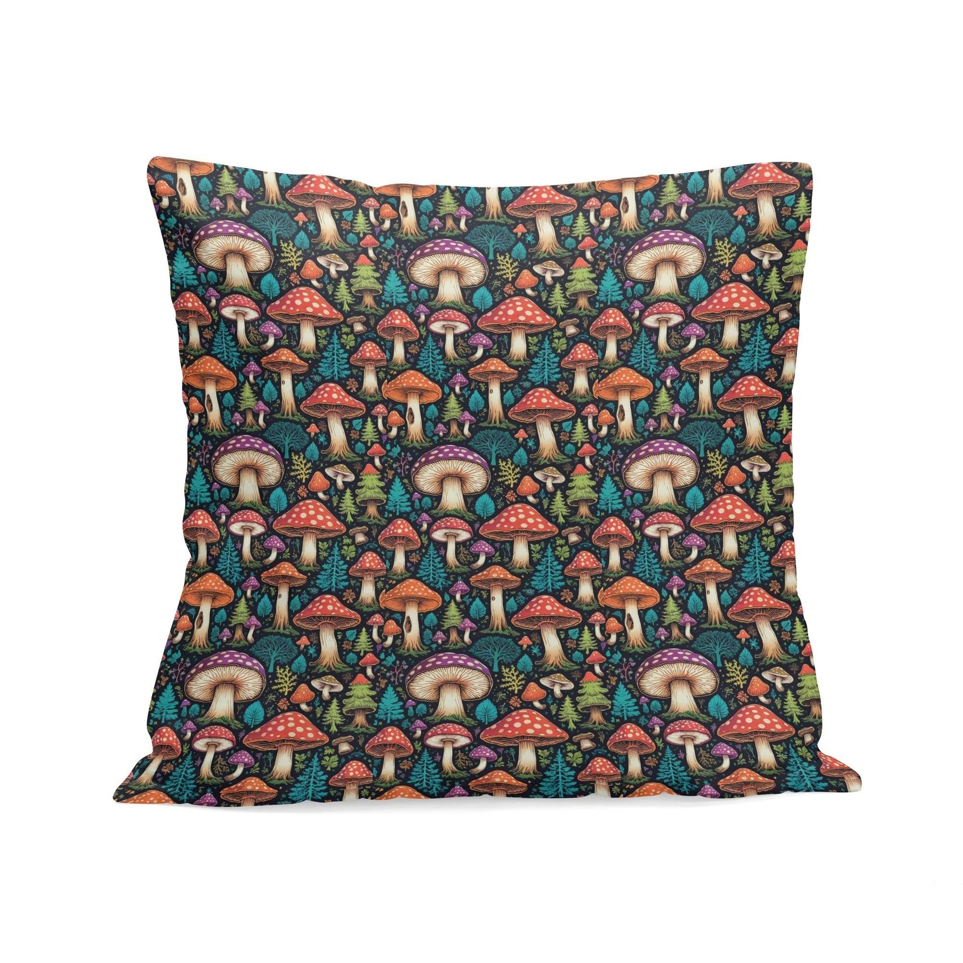 Forest Shrooms Peach Velvet 4 Pcs Square Pillow Case Covers (5 sizes) - DeRose Seasonal