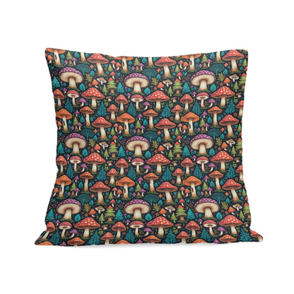 Forest Shrooms Peach Velvet 4 Pcs Square Pillow Case Covers (5 sizes) - DeRose Seasonal