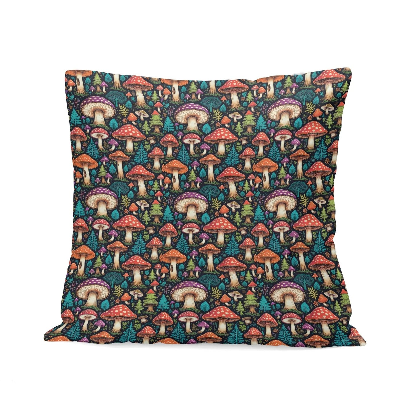 Forest Shrooms Peach Velvet 4 Pcs Square Pillow Case Covers (5 sizes) - DeRose Seasonal