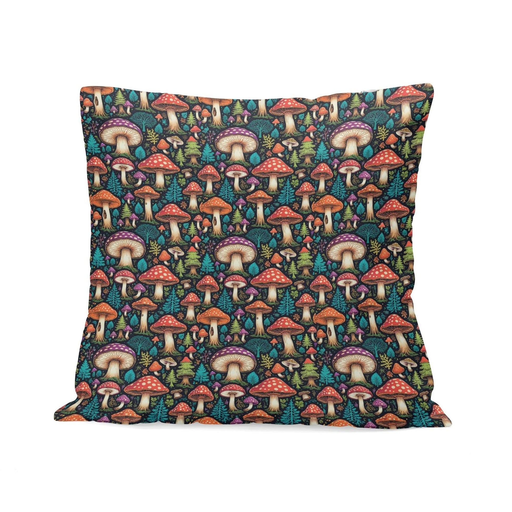 Forest Shrooms Peach Velvet 4 Pcs Square Pillow Case Covers (5 sizes) - DeRose Seasonal
