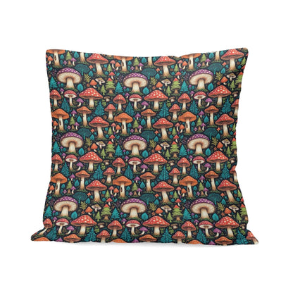 Forest Shrooms Peach Velvet 4 Pcs Square Pillow Case Covers (5 sizes) - DeRose Seasonal