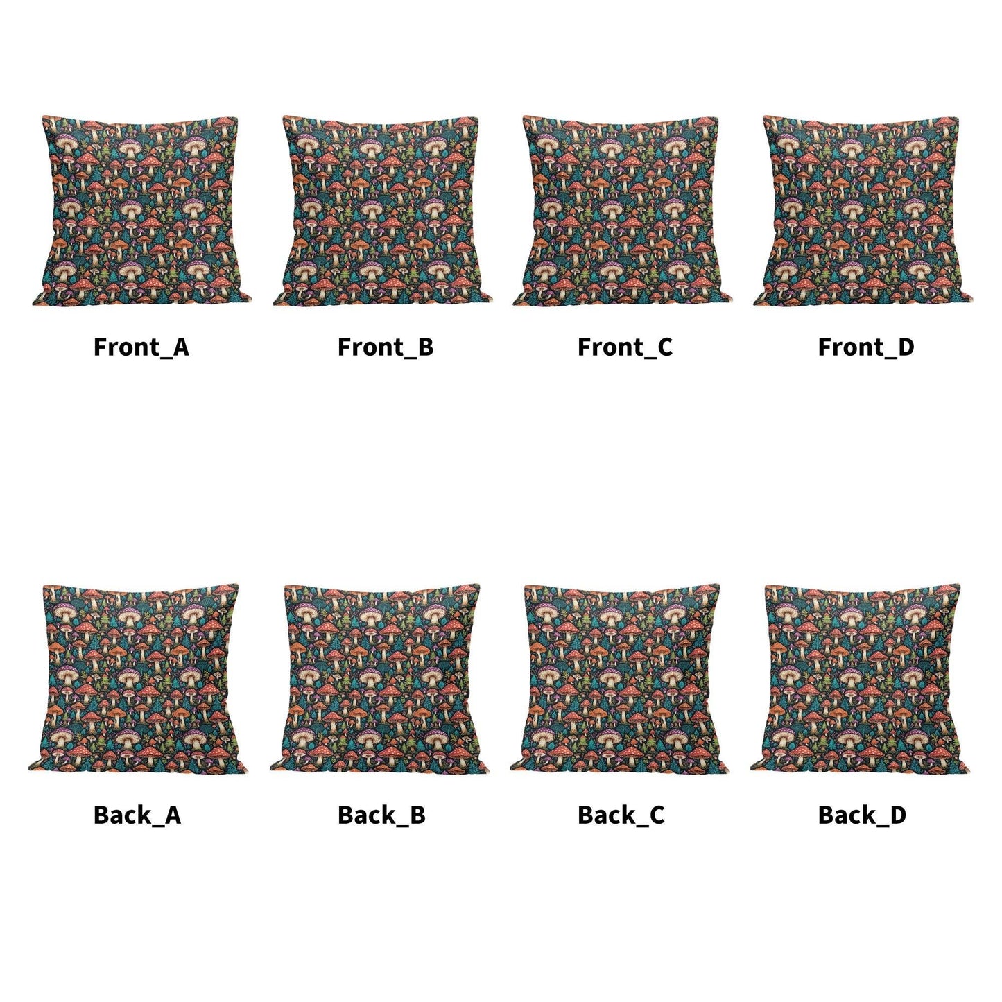 Forest Shrooms Peach Velvet 4 Pcs Square Pillow Case Covers (5 sizes) - DeRose Seasonal