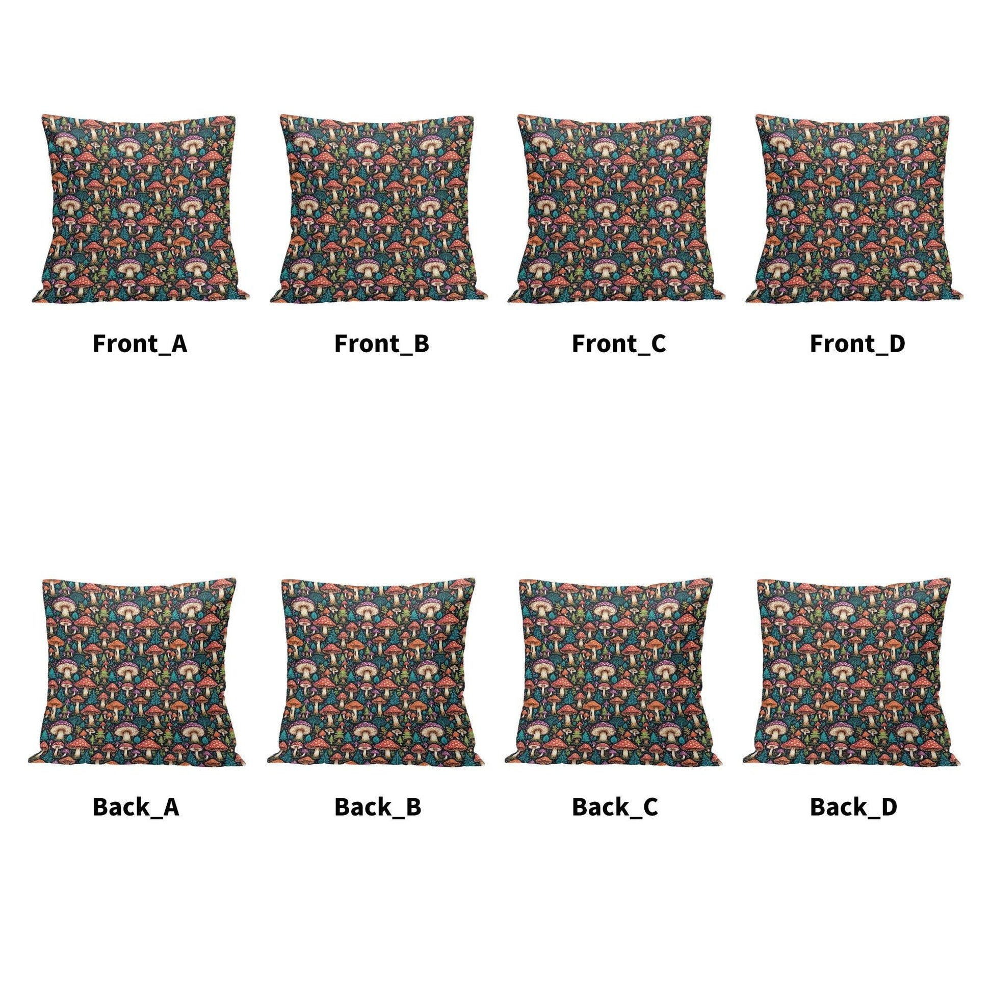 Forest Shrooms Peach Velvet 4 Pcs Square Pillow Case Covers (5 sizes) - DeRose Seasonal