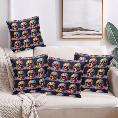 Dripping Skulls Peach Velvet 4 Pcs Square Pillow Case Covers (5 sizes) - DeRose Seasonal