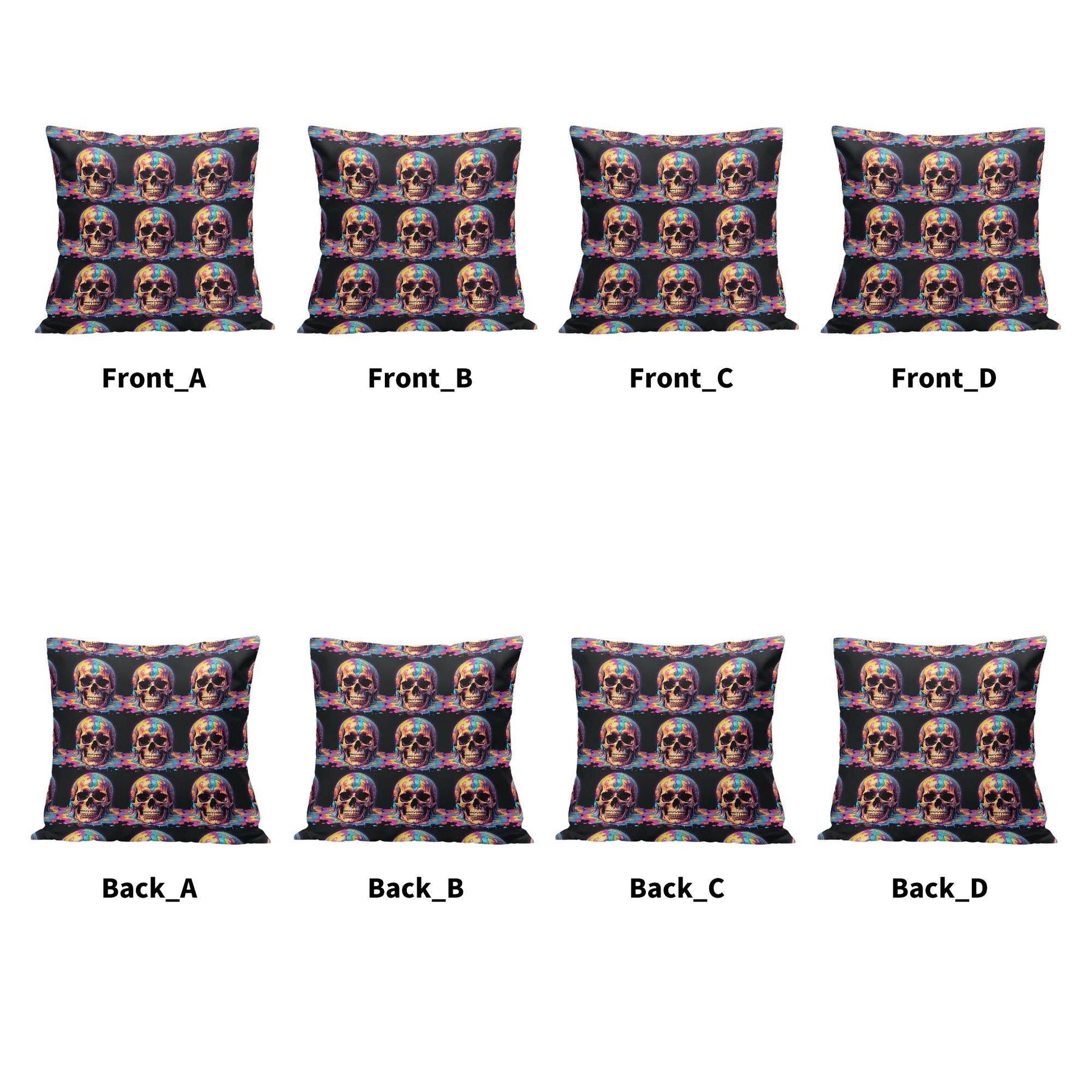Dripping Skulls Peach Velvet 4 Pcs Square Pillow Case Covers (5 sizes) - DeRose Seasonal