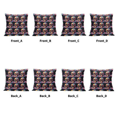 Dripping Skulls Peach Velvet 4 Pcs Square Pillow Case Covers (5 sizes) - DeRose Seasonal