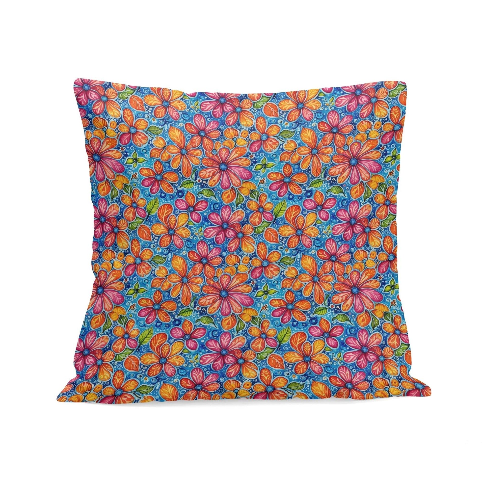 Floral Trippy Peach Velvet 4 Pcs Square Pillow Case Covers (5 sizes) - DeRose Seasonal