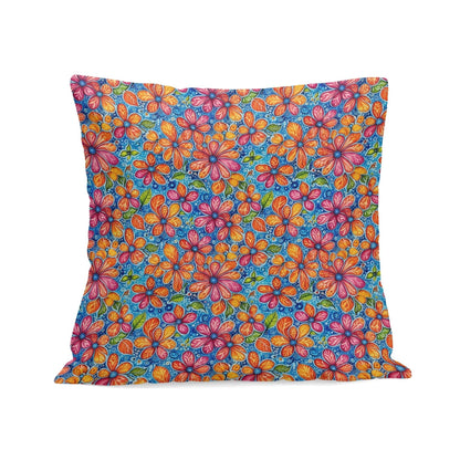 Floral Trippy Peach Velvet 4 Pcs Square Pillow Case Covers (5 sizes) - DeRose Seasonal