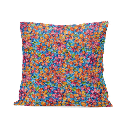 Floral Trippy Peach Velvet 4 Pcs Square Pillow Case Covers (5 sizes) - DeRose Seasonal