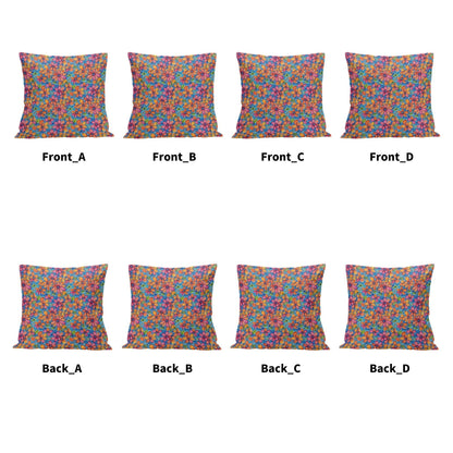 Floral Trippy Peach Velvet 4 Pcs Square Pillow Case Covers (5 sizes) - DeRose Seasonal