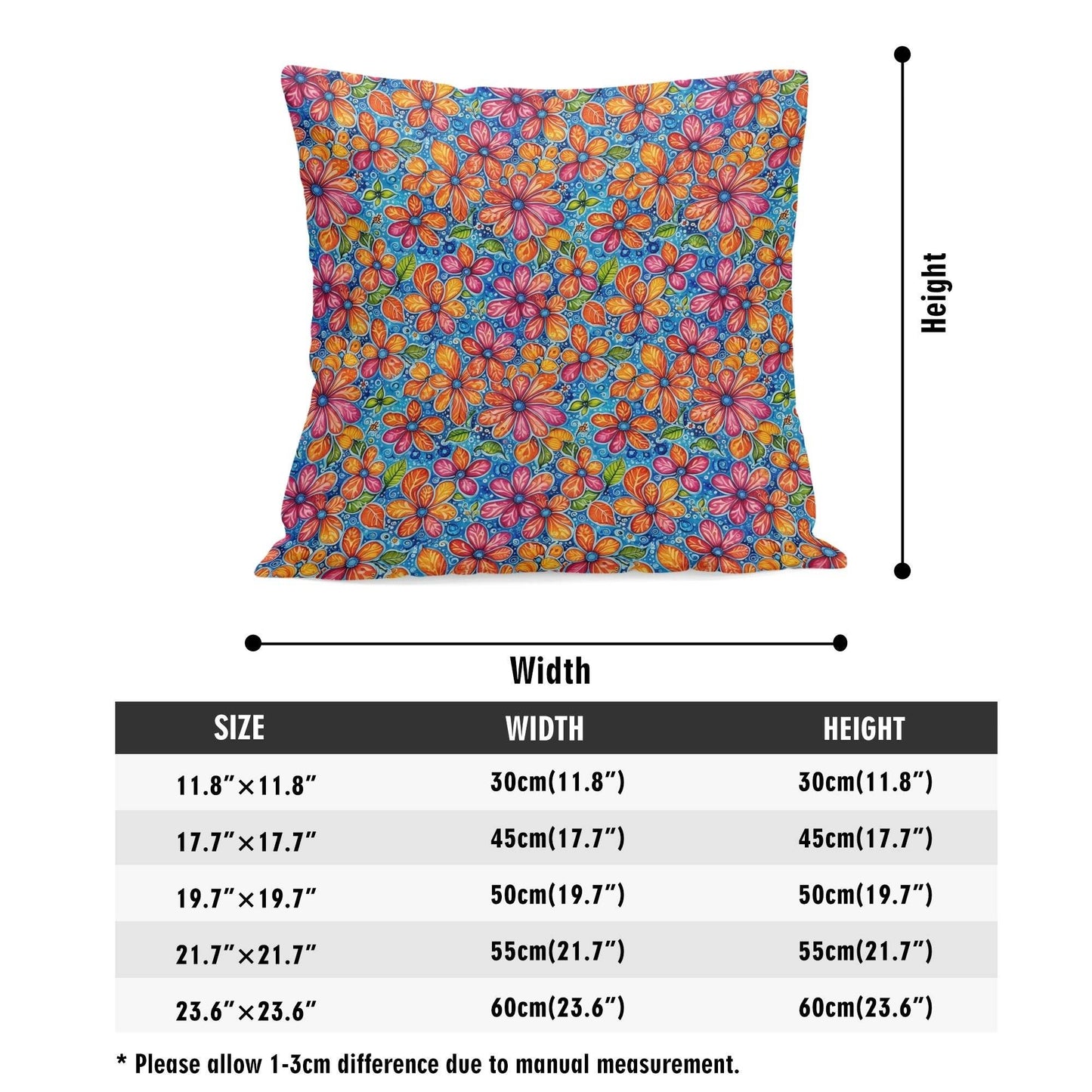 Floral Trippy Peach Velvet 4 Pcs Square Pillow Case Covers (5 sizes) - DeRose Seasonal