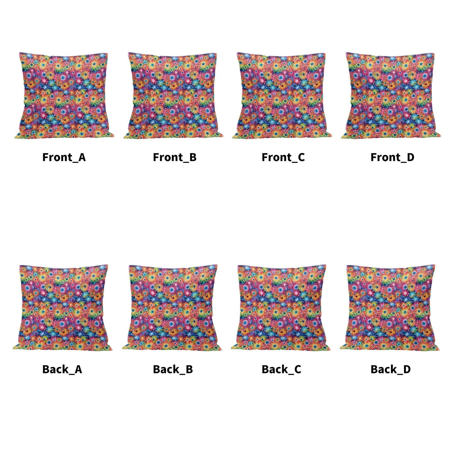 Daisy Tie-Dye Peach Velvet 4 Pcs Square Pillow Case Covers (5 sizes) - DeRose Seasonal