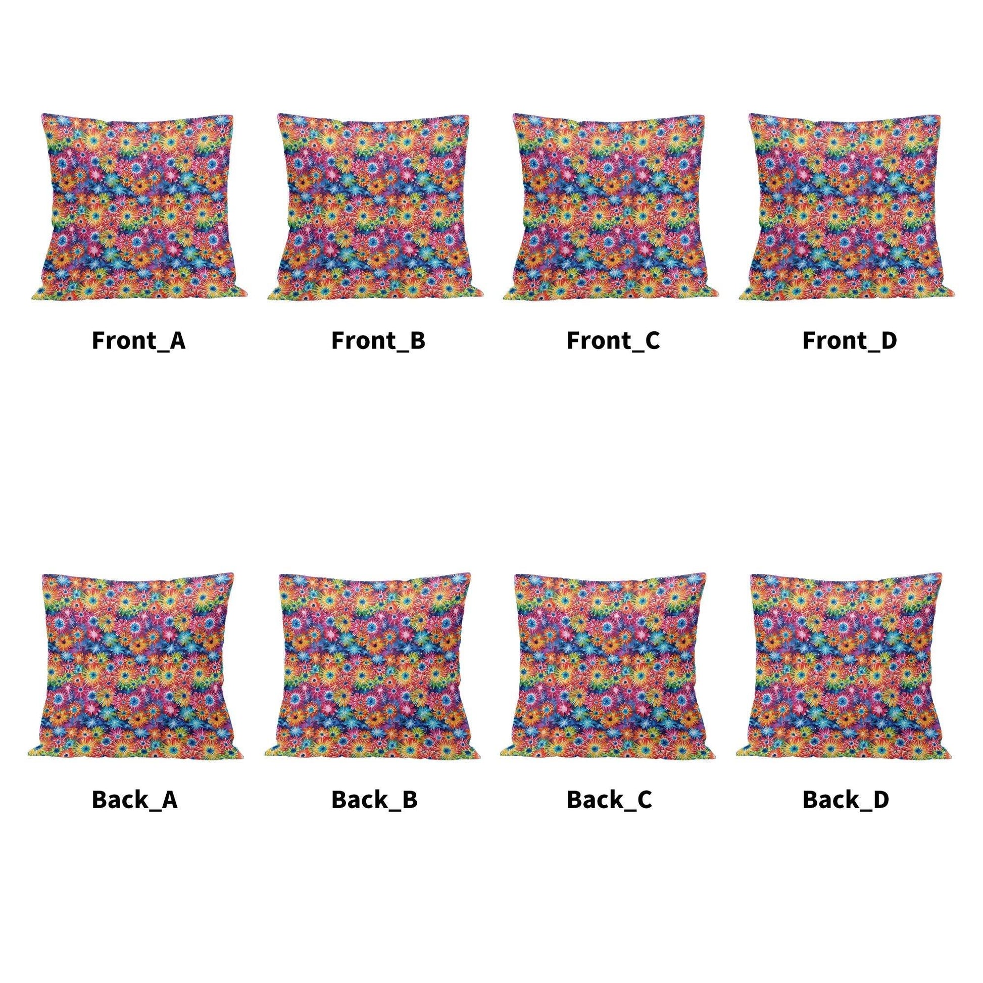 Daisy Tie-Dye Peach Velvet 4 Pcs Square Pillow Case Covers (5 sizes) - DeRose Seasonal