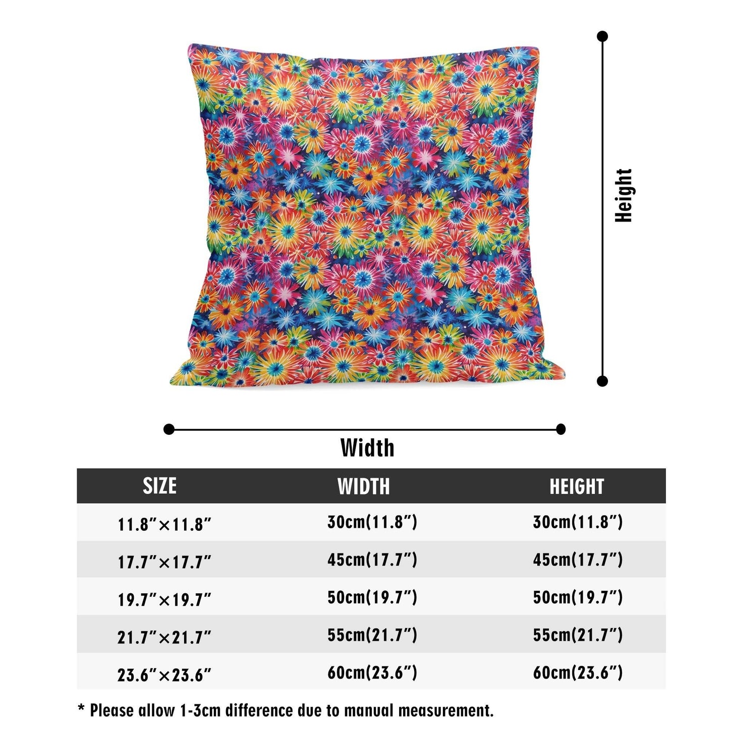 Daisy Tie-Dye Peach Velvet 4 Pcs Square Pillow Case Covers (5 sizes) - DeRose Seasonal