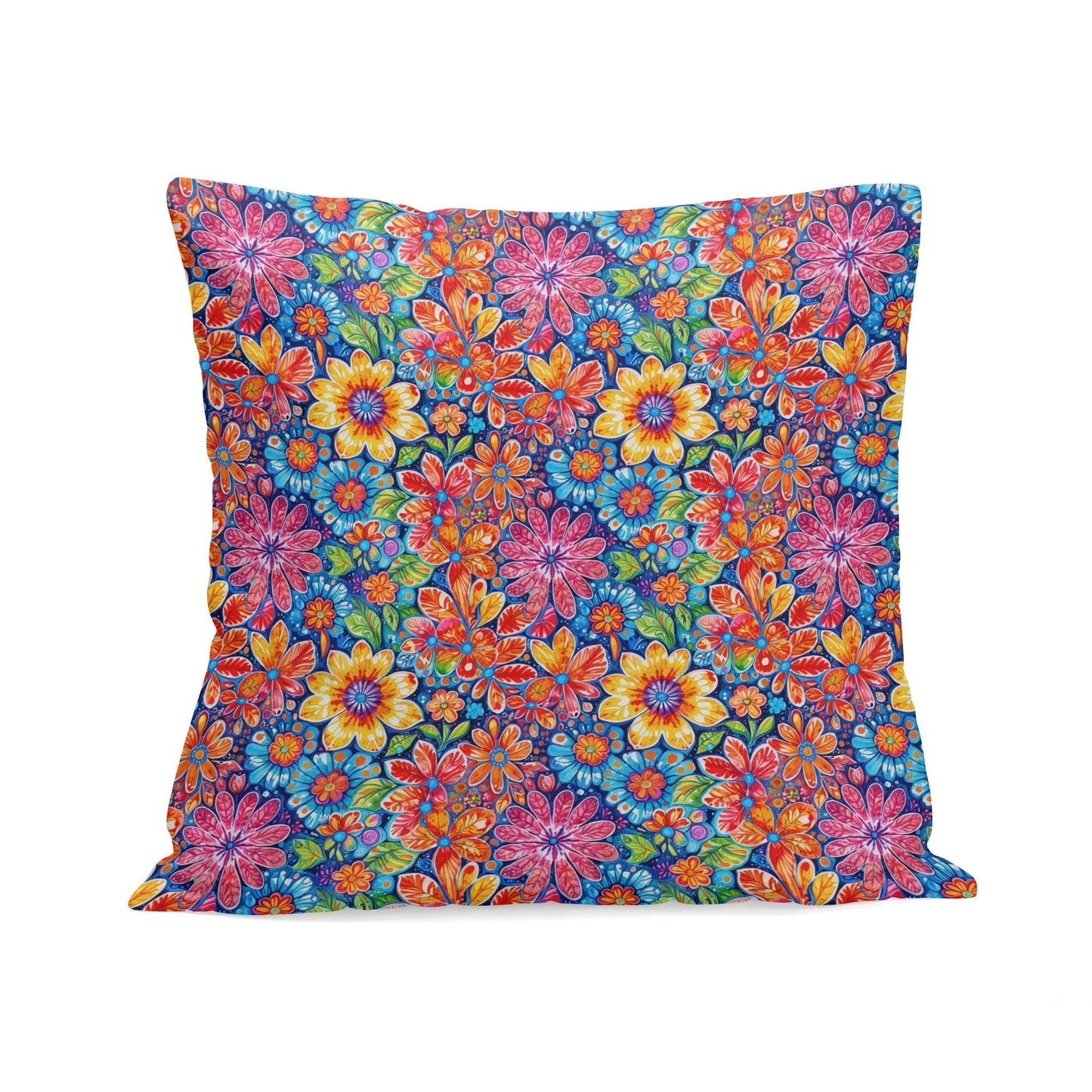 Groovy Flowers Peach Velvet 4 Pcs Square Pillow Case Covers (5 sizes) - DeRose Seasonal