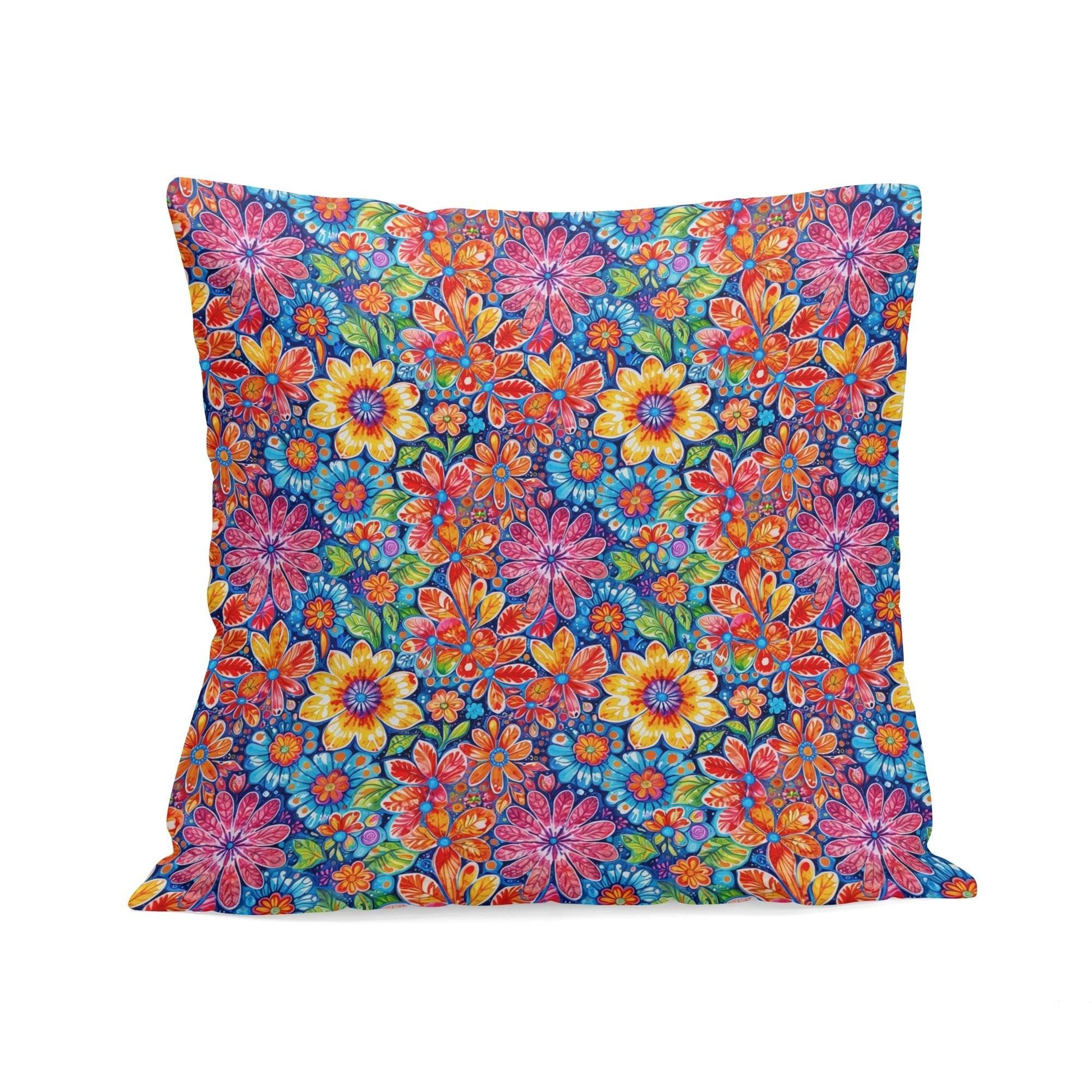 Groovy Flowers Peach Velvet 4 Pcs Square Pillow Case Covers (5 sizes) - DeRose Seasonal