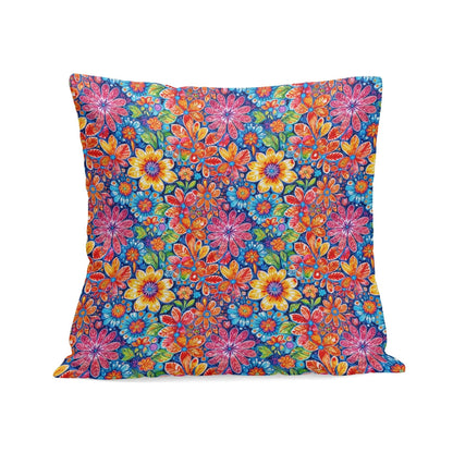 Groovy Flowers Peach Velvet 4 Pcs Square Pillow Case Covers (5 sizes) - DeRose Seasonal
