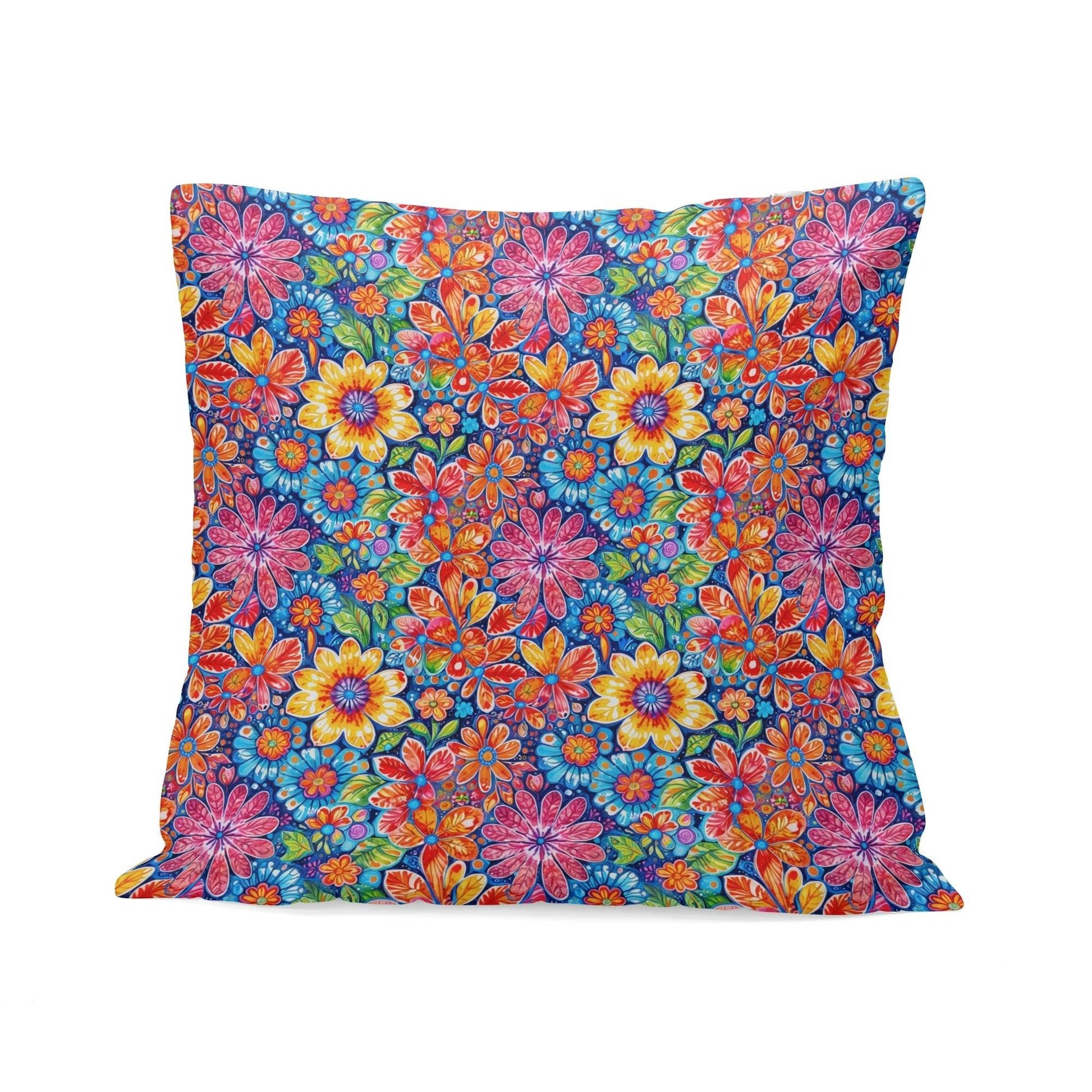 Groovy Flowers Peach Velvet 4 Pcs Square Pillow Case Covers (5 sizes) - DeRose Seasonal
