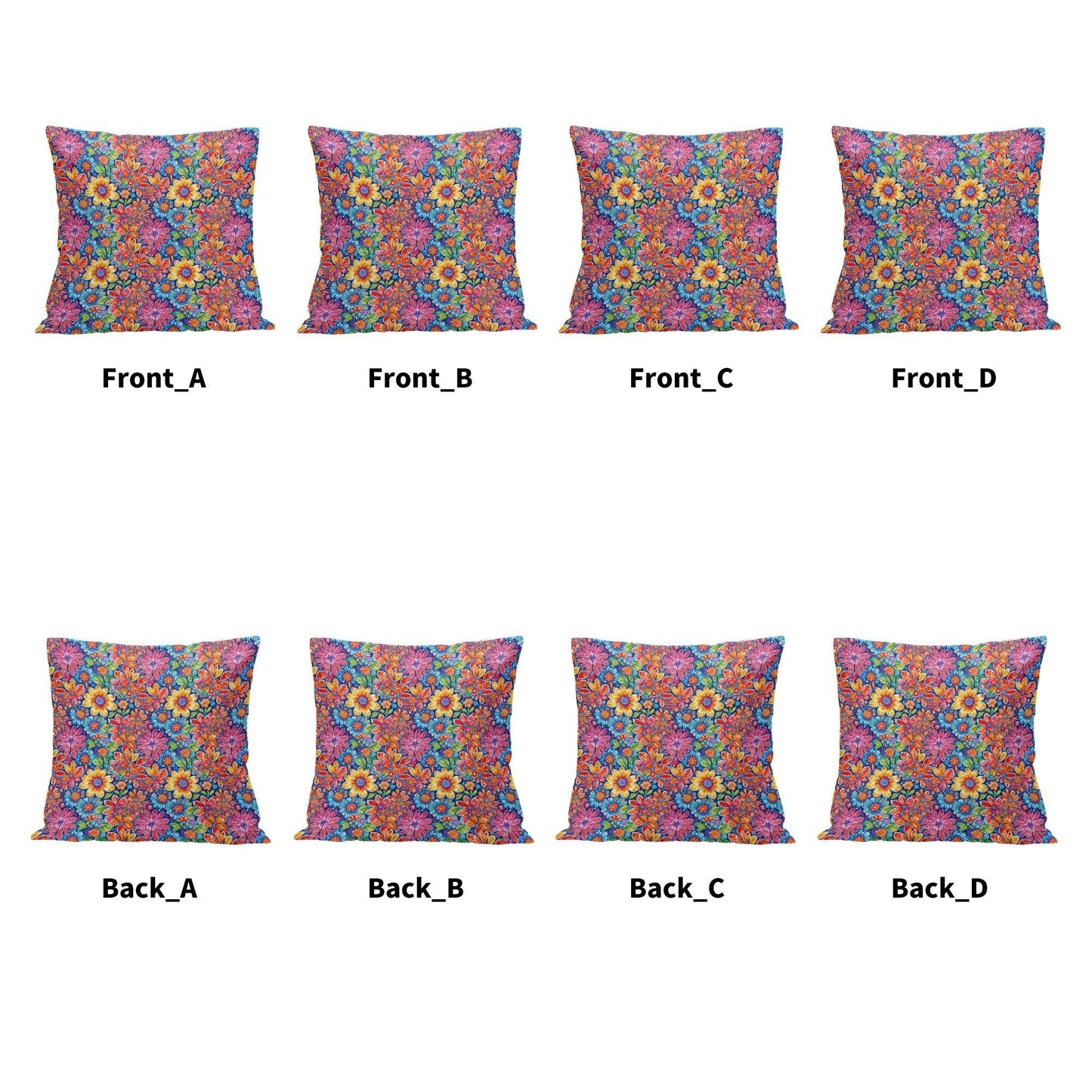 Groovy Flowers Peach Velvet 4 Pcs Square Pillow Case Covers (5 sizes) - DeRose Seasonal