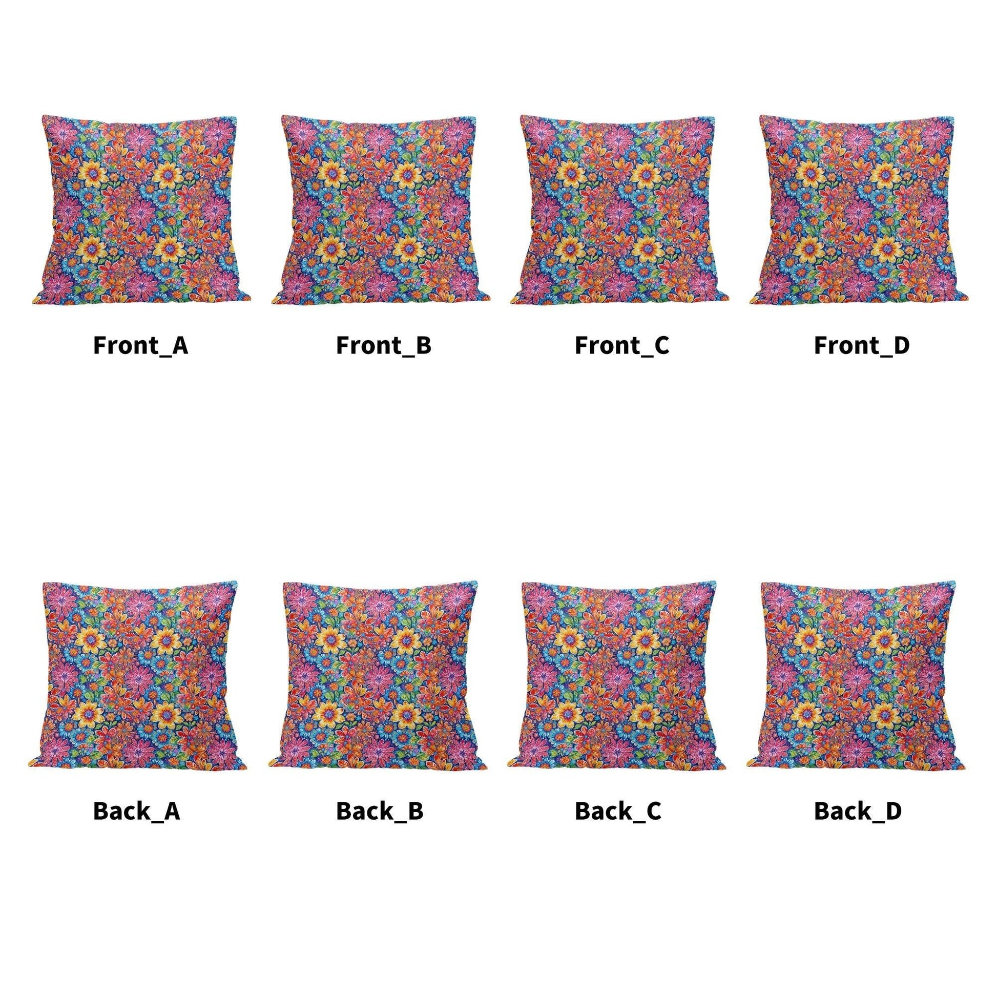 Groovy Flowers Peach Velvet 4 Pcs Square Pillow Case Covers (5 sizes) - DeRose Seasonal