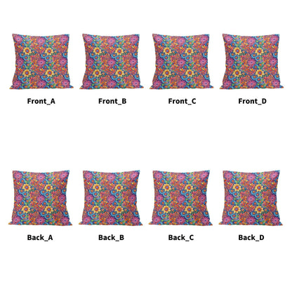Groovy Flowers Peach Velvet 4 Pcs Square Pillow Case Covers (5 sizes) - DeRose Seasonal