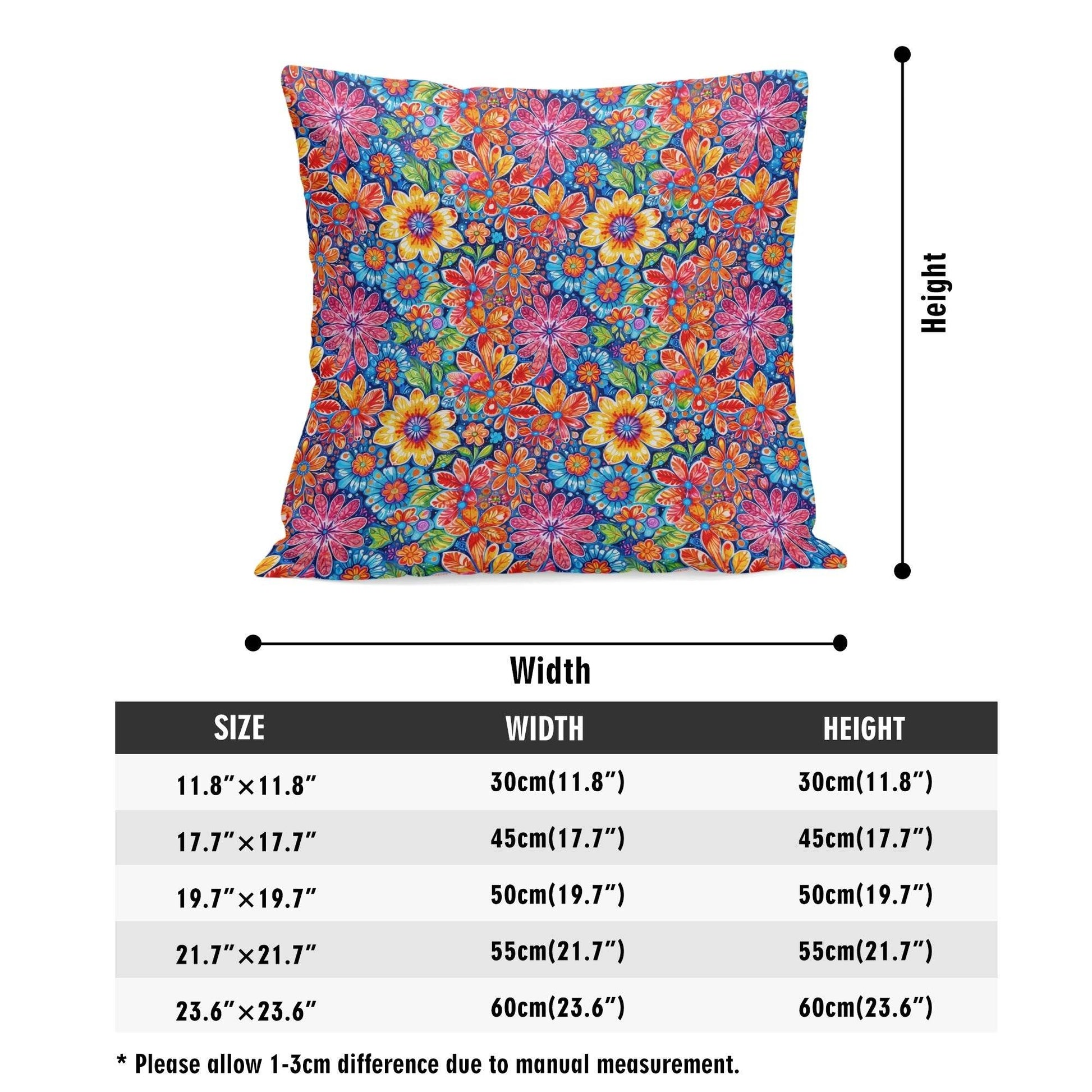 Groovy Flowers Peach Velvet 4 Pcs Square Pillow Case Covers (5 sizes) - DeRose Seasonal