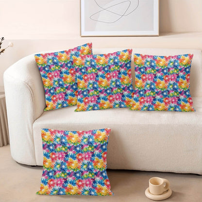 Tie-Dye Explosion Peach Velvet 4 Pcs Square Pillow Case Covers (5 sizes) - DeRose Seasonal