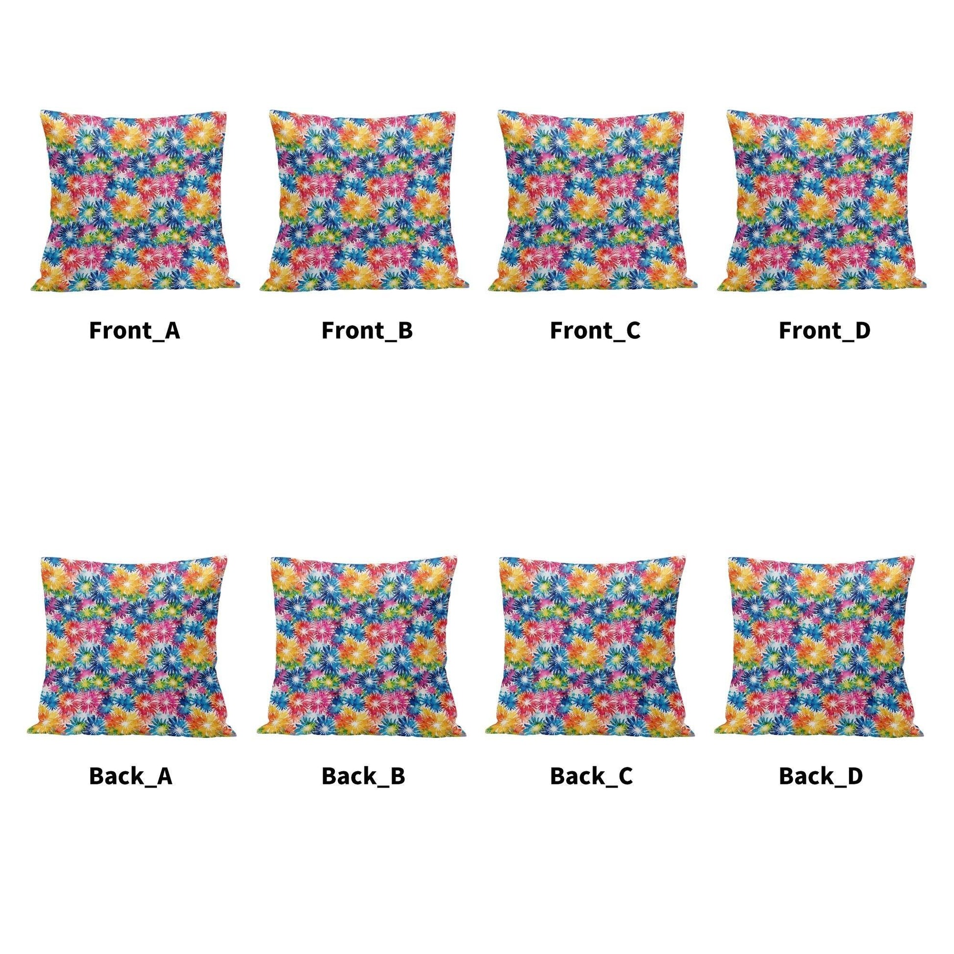 Tie-Dye Explosion Peach Velvet 4 Pcs Square Pillow Case Covers (5 sizes) - DeRose Seasonal