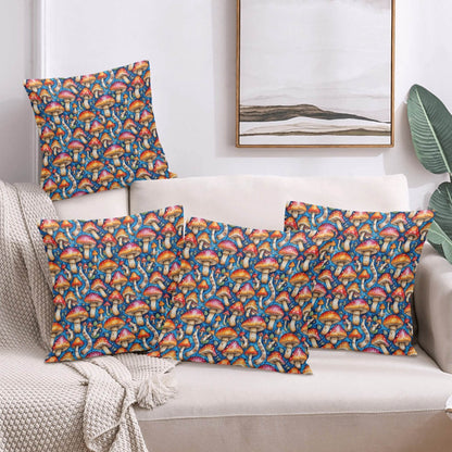 Tie-Dye Mushroom Peach Velvet 4 Pcs Square Pillow Case Covers (5 sizes) - DeRose Seasonal