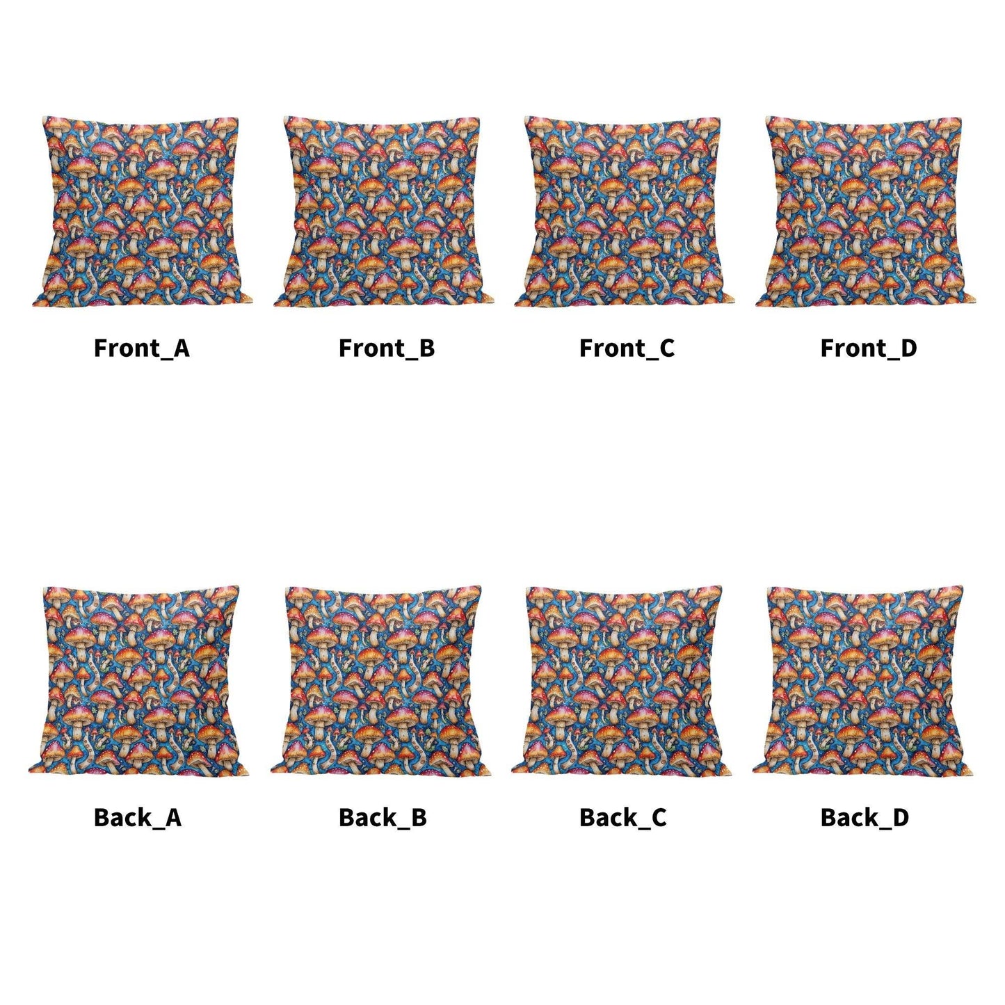 Tie-Dye Mushroom Peach Velvet 4 Pcs Square Pillow Case Covers (5 sizes) - DeRose Seasonal