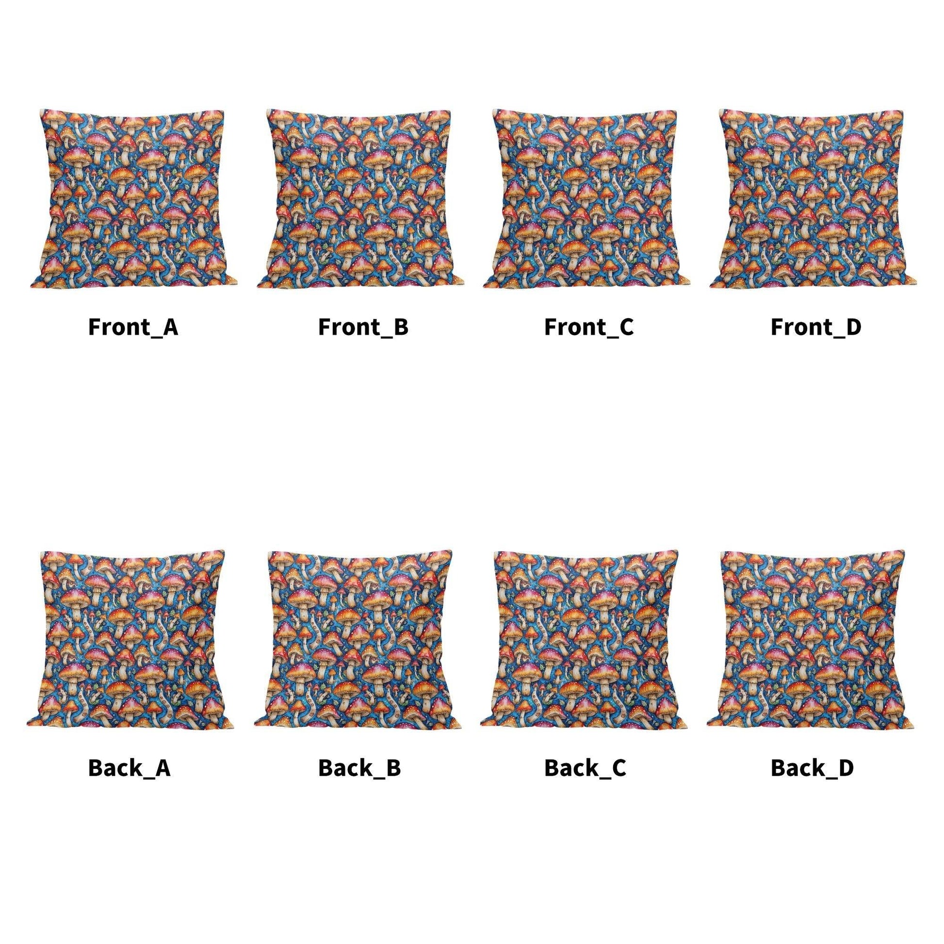 Tie-Dye Mushroom Peach Velvet 4 Pcs Square Pillow Case Covers (5 sizes) - DeRose Seasonal
