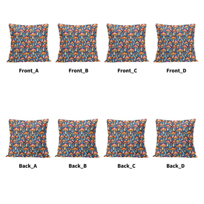 Tie-Dye Mushroom Peach Velvet 4 Pcs Square Pillow Case Covers (5 sizes) - DeRose Seasonal