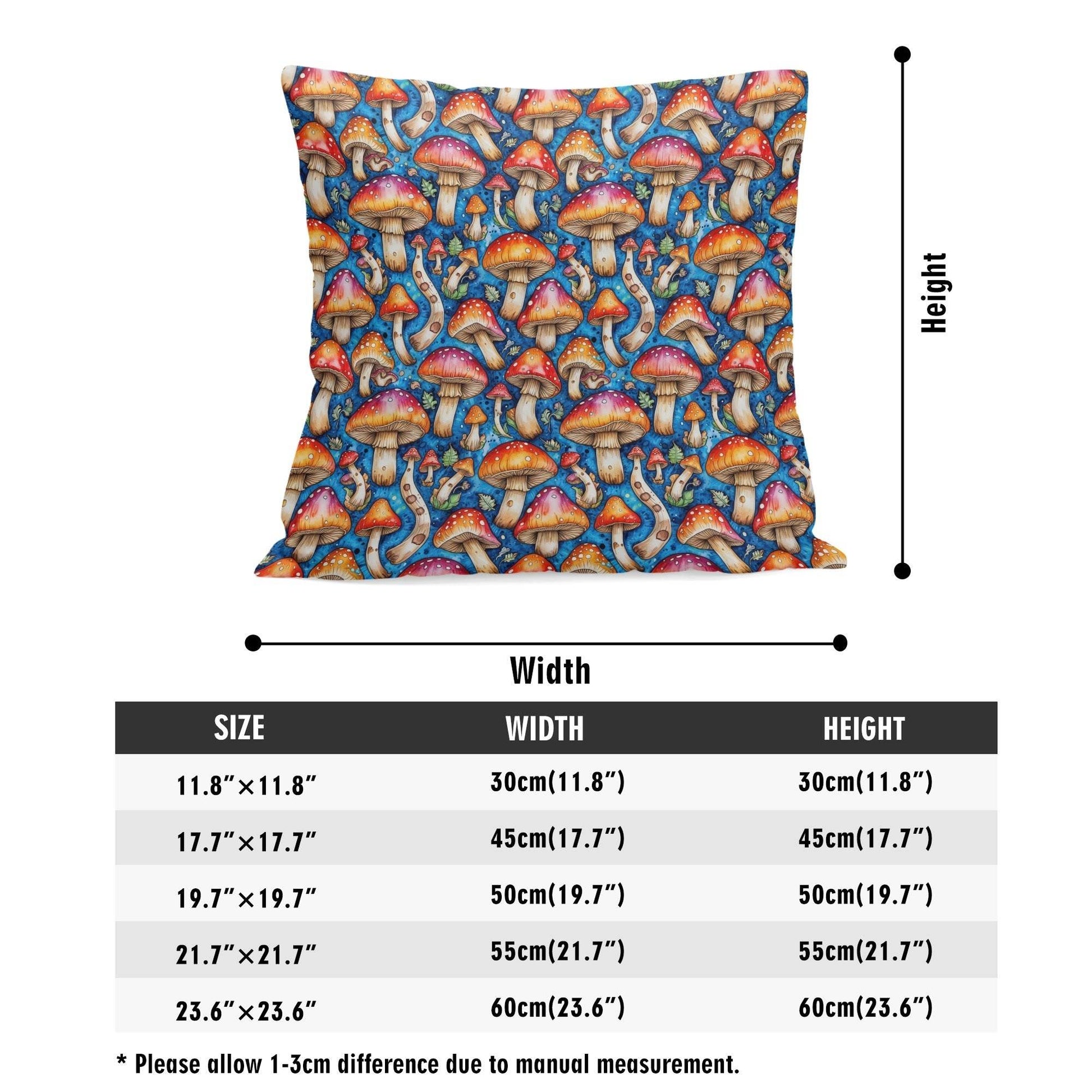 Tie-Dye Mushroom Peach Velvet 4 Pcs Square Pillow Case Covers (5 sizes) - DeRose Seasonal