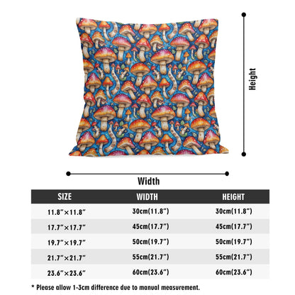 Tie-Dye Mushroom Peach Velvet 4 Pcs Square Pillow Case Covers (5 sizes) - DeRose Seasonal