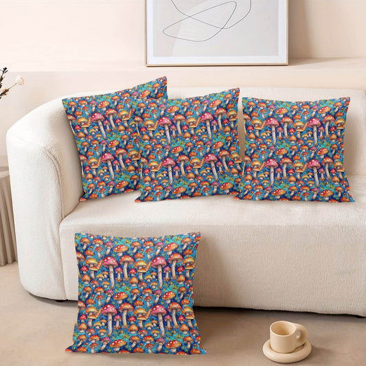 Trippy Tie-Dye Peach Velvet 4 Pcs Square Pillow Case Covers (5 sizes) - DeRose Seasonal