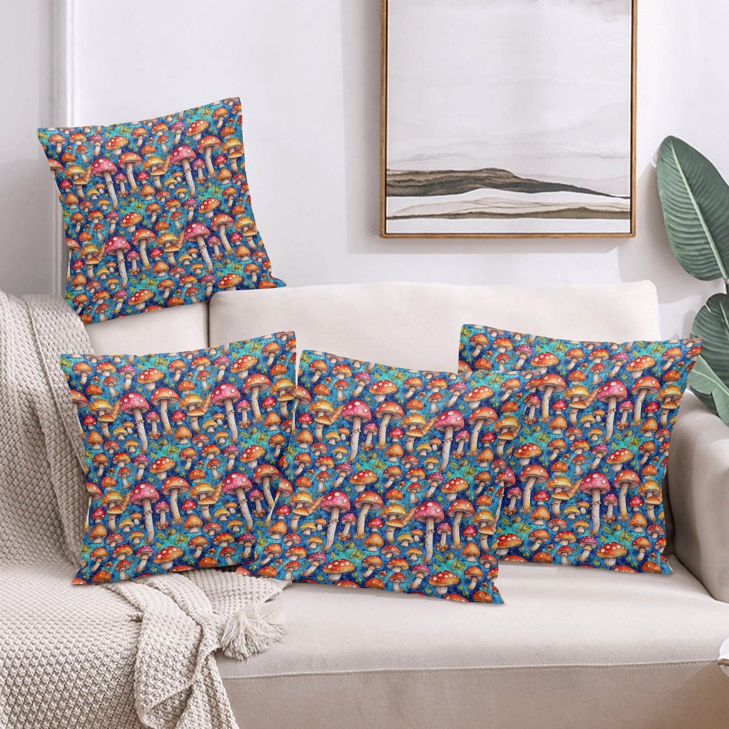 Trippy Tie-Dye Peach Velvet 4 Pcs Square Pillow Case Covers (5 sizes) - DeRose Seasonal