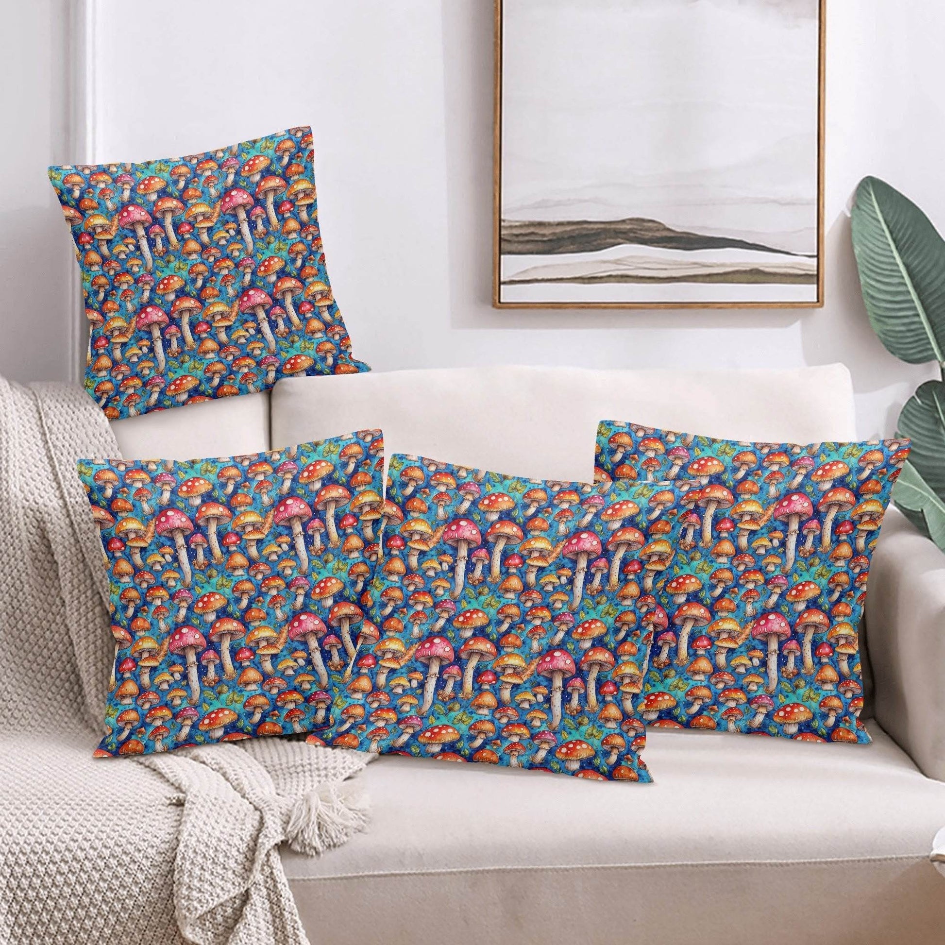 Trippy Tie-Dye Peach Velvet 4 Pcs Square Pillow Case Covers (5 sizes) - DeRose Seasonal