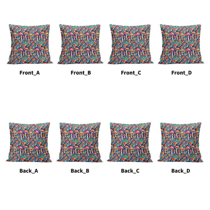 Trippy Tie-Dye Peach Velvet 4 Pcs Square Pillow Case Covers (5 sizes) - DeRose Seasonal