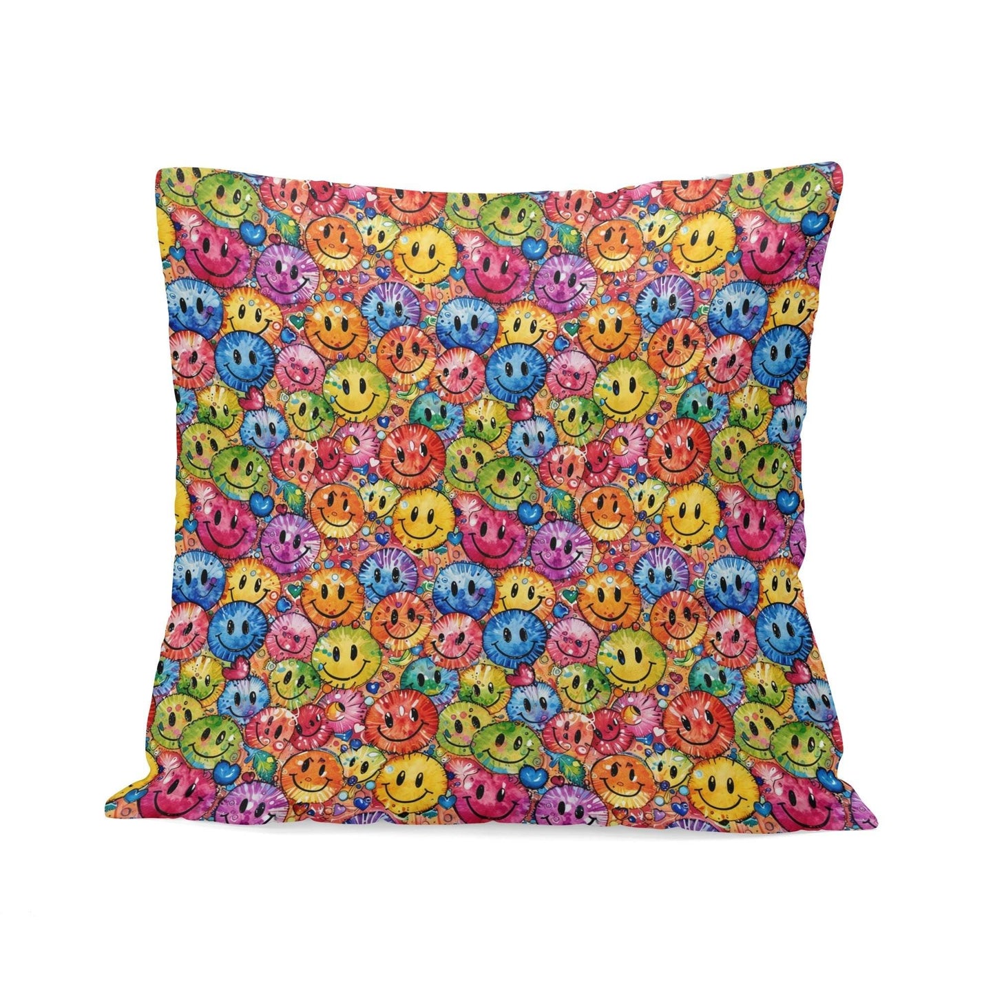 Trippy Smiles Peach Velvet 4 Pcs Square Pillow Case Covers (5 sizes) - DeRose Seasonal