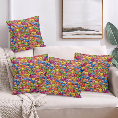 Trippy Smiles Peach Velvet 4 Pcs Square Pillow Case Covers (5 sizes) - DeRose Seasonal