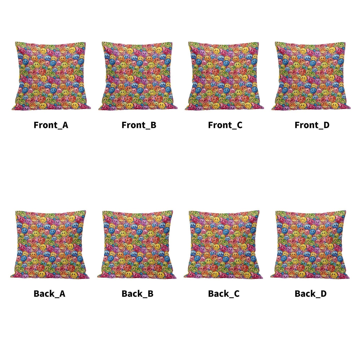 Trippy Smiles Peach Velvet 4 Pcs Square Pillow Case Covers (5 sizes) - DeRose Seasonal